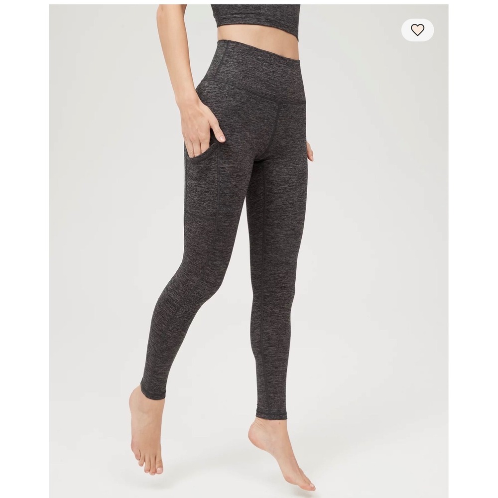 Aerie Chill Play Move High Waisted Pocket Leggings Gray Space Dye XS 24 Inseam